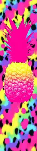 Free pineapple bookmark featuring a 80s bright neon pineapple in leopard print